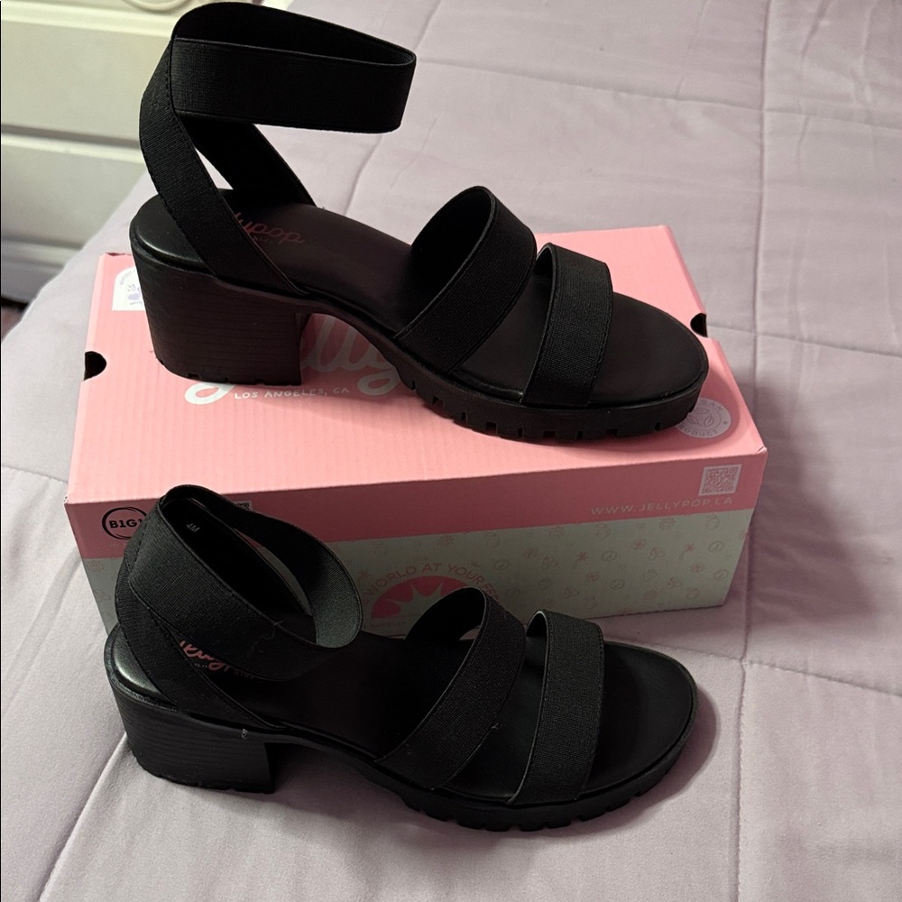 Jellypop Girls Black Strappy Sandals- size 4